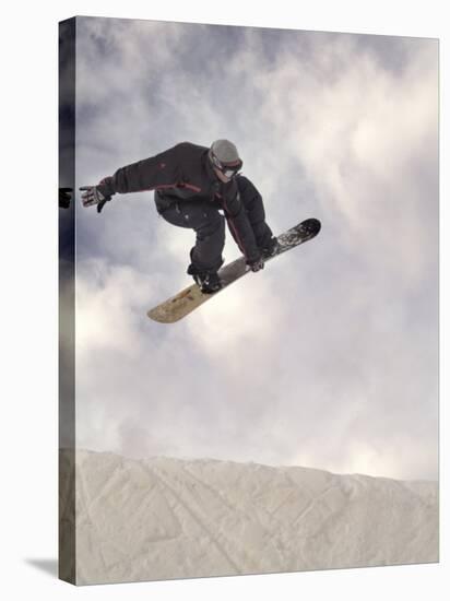 Airborne Snowboarder-null-Stretched Canvas