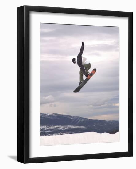 Airborne Snowboarder-null-Framed Premium Photographic Print