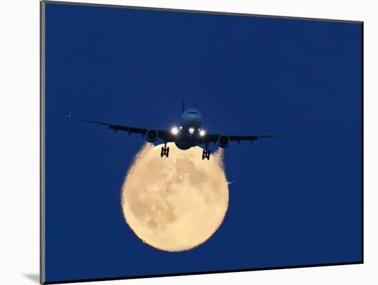 Airbus 330 Passing In Front of the Moon-David Nunuk-Mounted Photographic Print