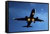 Airbus A320 Airliner Landing At Night-Detlev Van Ravenswaay-Framed Stretched Canvas