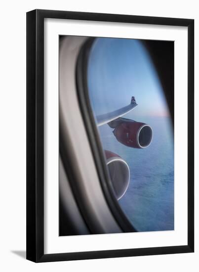 Airbus A340 Aircraft, View Out of the Window with Engine and Wing-Jon Arnold-Framed Premium Photographic Print