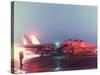 Aircraft Carrier Directing Fighter Aircraft in US Led Allied Desert Storm Gulf War Mission-P^ Cichonowicz-Stretched Canvas