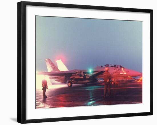 Aircraft Carrier Directing Fighter Aircraft in US Led Allied Desert Storm Gulf War Mission-P^ Cichonowicz-Framed Photographic Print