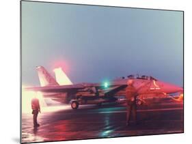 Aircraft Carrier Directing Fighter Aircraft in US Led Allied Desert Storm Gulf War Mission-P^ Cichonowicz-Mounted Photographic Print