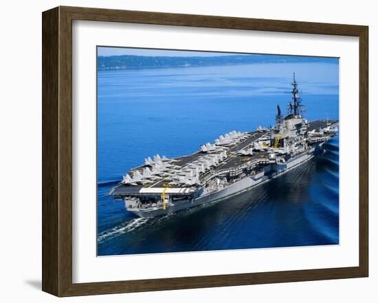 Aircraft Carrier in Calm Water-Stocktrek Images-Framed Premium Photographic Print