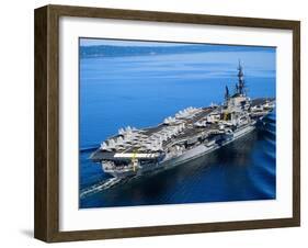 Aircraft Carrier in Calm Water-Stocktrek Images-Framed Premium Photographic Print