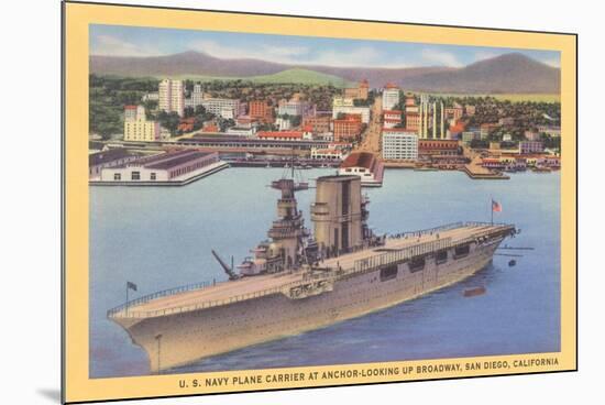 Aircraft Carrier, San Diego Bay-null-Mounted Art Print