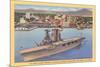 Aircraft Carrier, San Diego Bay-null-Mounted Art Print