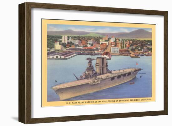 Aircraft Carrier, San Diego Bay-null-Framed Art Print