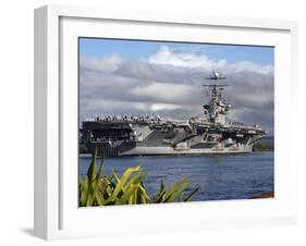 Aircraft Carrier USS Abraham Lincoln Arrives in Pearl Harbor, Hawaii-Stocktrek Images-Framed Photographic Print