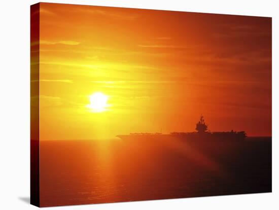 Aircraft Carrier USS Enterprise Underway in the Atlantic Ocean During Sunset-Stocktrek Images-Stretched Canvas