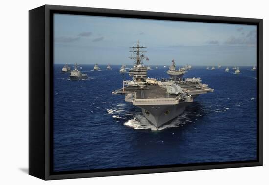 Aircraft Carrier USS Ronald Reagan Leads Allied Ships on Pacific Ocean, July 2010-null-Framed Stretched Canvas