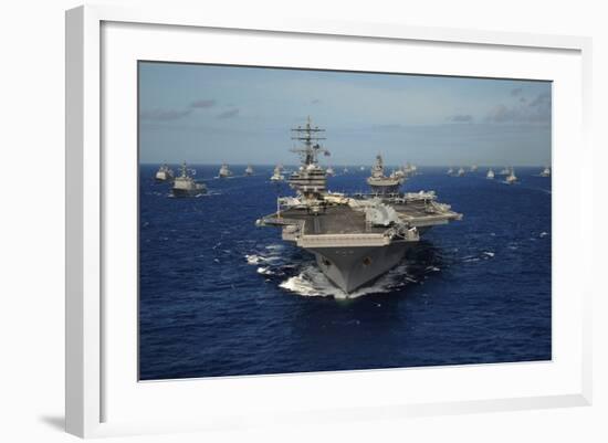 Aircraft Carrier USS Ronald Reagan Leads Allied Ships on Pacific Ocean, July 2010-null-Framed Photo