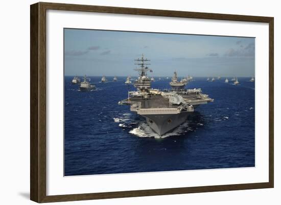 Aircraft Carrier USS Ronald Reagan Leads Allied Ships on Pacific Ocean, July 2010-null-Framed Photo