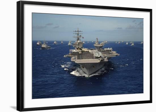 Aircraft Carrier USS Ronald Reagan Leads Allied Ships on Pacific Ocean, July 2010-null-Framed Photo