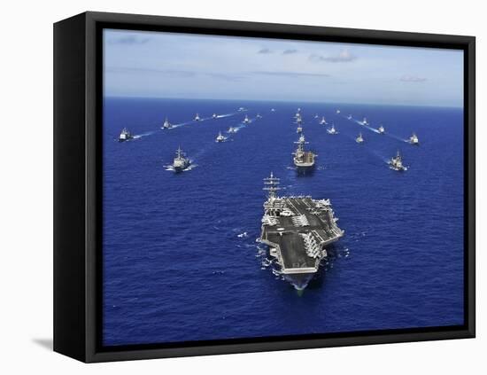 Aircraft Carrier USS Ronald Reagan Transits the Pacific Ocean with a Fleet of Ships-Stocktrek Images-Framed Stretched Canvas