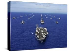 Aircraft Carrier USS Ronald Reagan Transits the Pacific Ocean with a Fleet of Ships-Stocktrek Images-Stretched Canvas