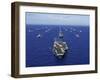 Aircraft Carrier USS Ronald Reagan Transits the Pacific Ocean with a Fleet of Ships-Stocktrek Images-Framed Premium Photographic Print