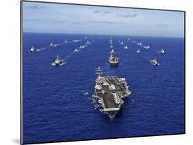 Aircraft Carrier USS Ronald Reagan Transits the Pacific Ocean with a Fleet of Ships-Stocktrek Images-Mounted Photographic Print