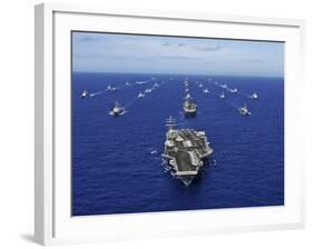 Aircraft Carrier USS Ronald Reagan Transits the Pacific Ocean with a Fleet of Ships-Stocktrek Images-Framed Photographic Print