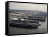 Aircraft Carriers in Port at Naval Station Norfolk, Virginia-Stocktrek Images-Framed Stretched Canvas