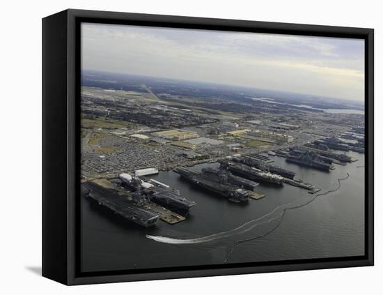 Aircraft Carriers in Port at Naval Station Norfolk, Virginia-Stocktrek Images-Framed Stretched Canvas