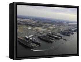 Aircraft Carriers in Port at Naval Station Norfolk, Virginia-Stocktrek Images-Framed Stretched Canvas