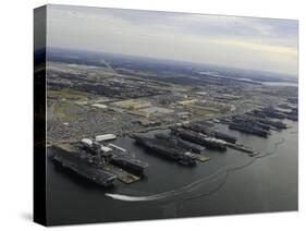 Aircraft Carriers in Port at Naval Station Norfolk, Virginia-Stocktrek Images-Stretched Canvas