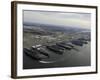 Aircraft Carriers in Port at Naval Station Norfolk, Virginia-Stocktrek Images-Framed Photographic Print