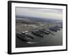 Aircraft Carriers in Port at Naval Station Norfolk, Virginia-Stocktrek Images-Framed Photographic Print