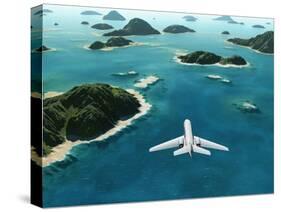 Aircraft Flies over a Sea-Photobank gallery-Stretched Canvas