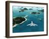 Aircraft Flies over a Sea-Photobank gallery-Framed Art Print