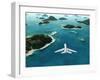 Aircraft Flies over a Sea-Photobank gallery-Framed Art Print