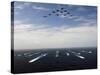 Aircraft Fly Over a Group of U.S. And Japanese Maritime Self-Defense Force Ships-Stocktrek Images-Stretched Canvas