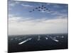 Aircraft Fly Over a Group of U.S. And Japanese Maritime Self-Defense Force Ships-Stocktrek Images-Mounted Photographic Print