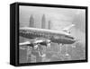 Aircraft Flying over City-null-Framed Stretched Canvas