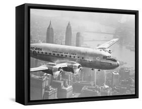 Aircraft Flying over City-null-Framed Stretched Canvas