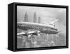 Aircraft Flying over City-null-Framed Stretched Canvas