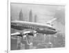 Aircraft Flying over City-null-Framed Photographic Print