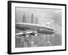 Aircraft Flying over City-null-Framed Photographic Print