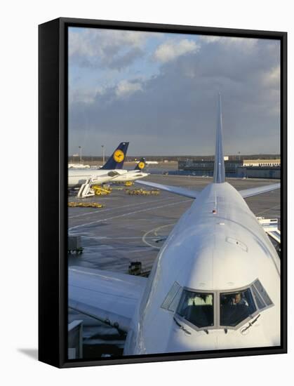 Aircraft on the Ground, Frankfurt Rhein-Main Airport, Frankfurt, Germany-Hans Peter Merten-Framed Stretched Canvas