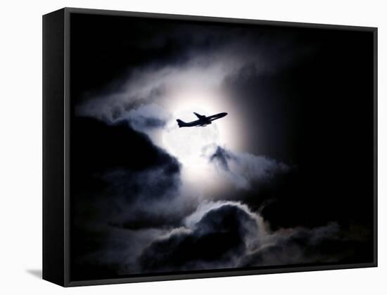 Aircraft Taking Off from Heathrow Passing in Front of Full Moon, London-Purcell-Holmes-Framed Stretched Canvas