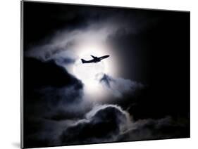 Aircraft Taking Off from Heathrow Passing in Front of Full Moon, London-Purcell-Holmes-Mounted Photographic Print