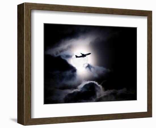 Aircraft Taking Off from Heathrow Passing in Front of Full Moon, London-Purcell-Holmes-Framed Photographic Print