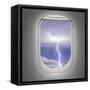 Aircraft Window with View of Lightning Strike-Steve Collender-Framed Stretched Canvas