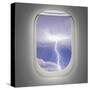 Aircraft Window with View of Lightning Strike-Steve Collender-Stretched Canvas