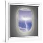 Aircraft Window with View of Lightning Strike-Steve Collender-Framed Art Print