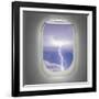 Aircraft Window with View of Lightning Strike-Steve Collender-Framed Art Print