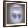 Aircraft Window with View of Lightning Strike-Steve Collender-Framed Art Print