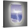 Aircraft Window with View of Lightning Strike-Steve Collender-Stretched Canvas